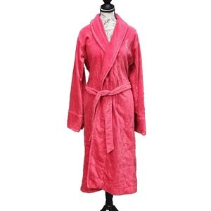 Vtg Victoria Secret Robe Womens XS/S Red Terry Cloth Monogram Embroidered Y2K